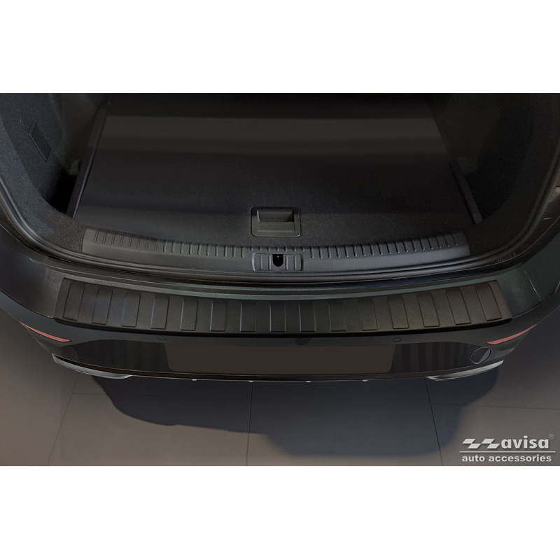 Matt Black Stainless Steel Rear bumper protector  Seat Leon Sportstourer incl. FR / Cupra Leon Sportstourer 2020-2024 & Facelift 2024- 'Ribs'