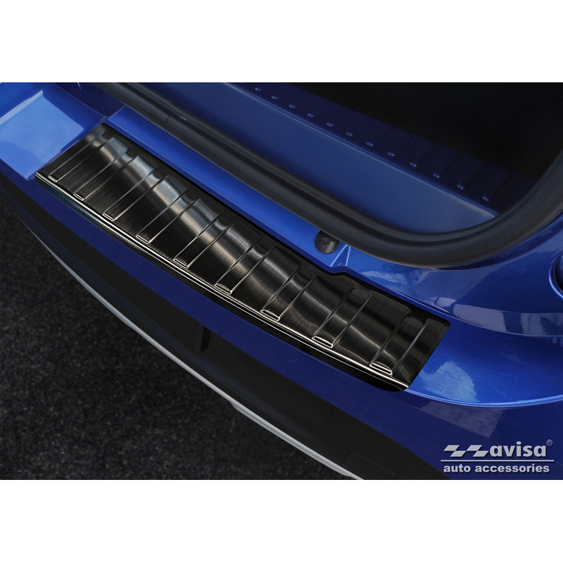 Black Stainless Steel Rear bumper protector  Dacia Sandero III 2020-2022 & Facelift 2022- incl. Stepway 'Ribs' (2-pieces)