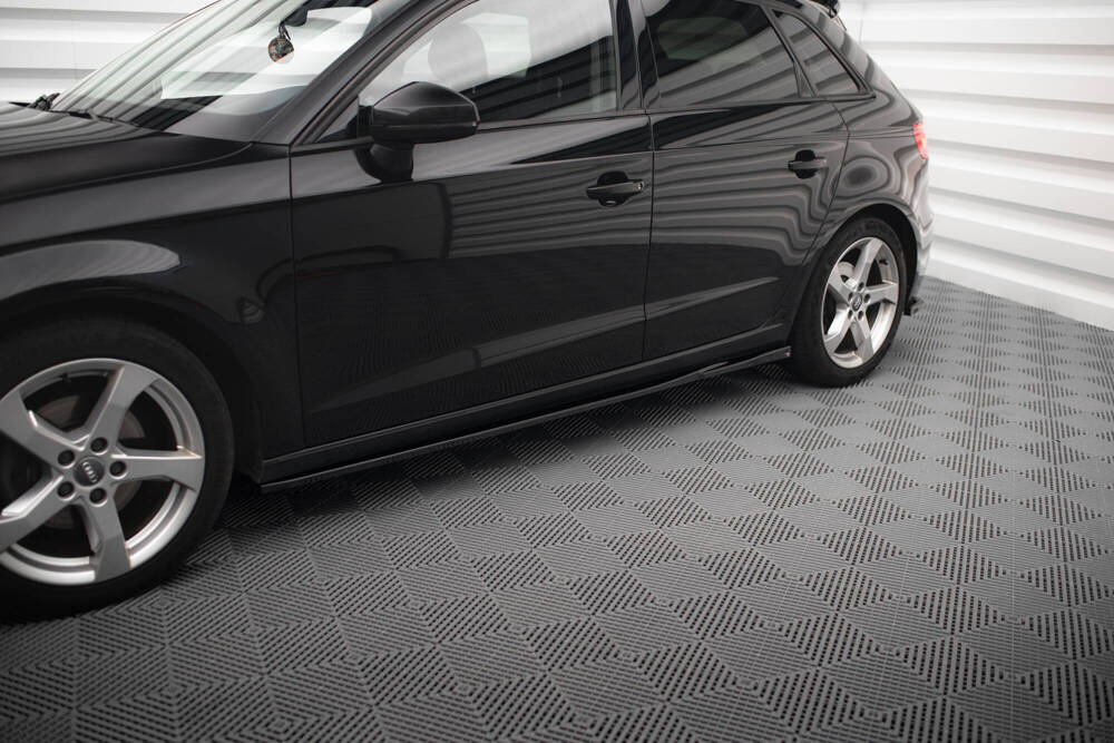 Zijskirts passend voor Audi A3 8V Sportback FL 16-20 Maxton Glans Zwart