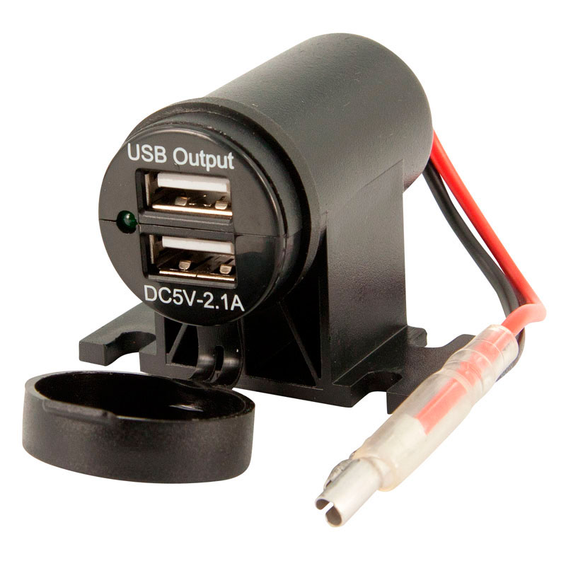 USB adapter - 2 ports 5V-2.1A - built-up/-under - 12V - black