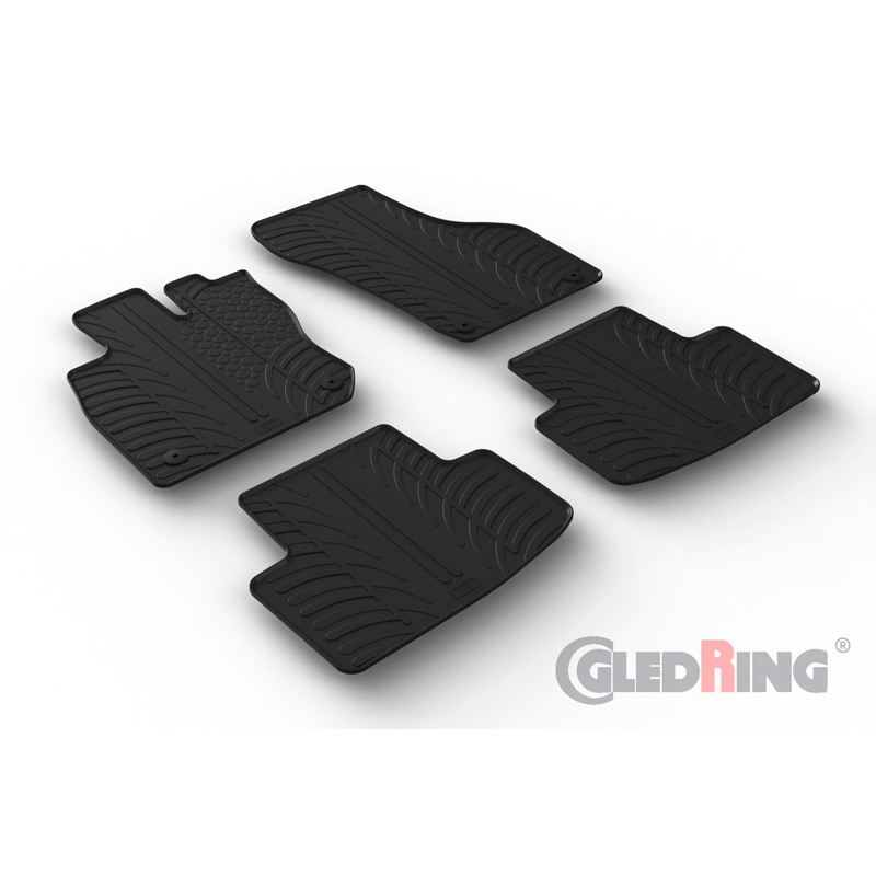 Rubber car mats set  Skoda Octavia IV e-Tec Sedan/Kombi 2020- (T profile 4-pieces + mounting clips)