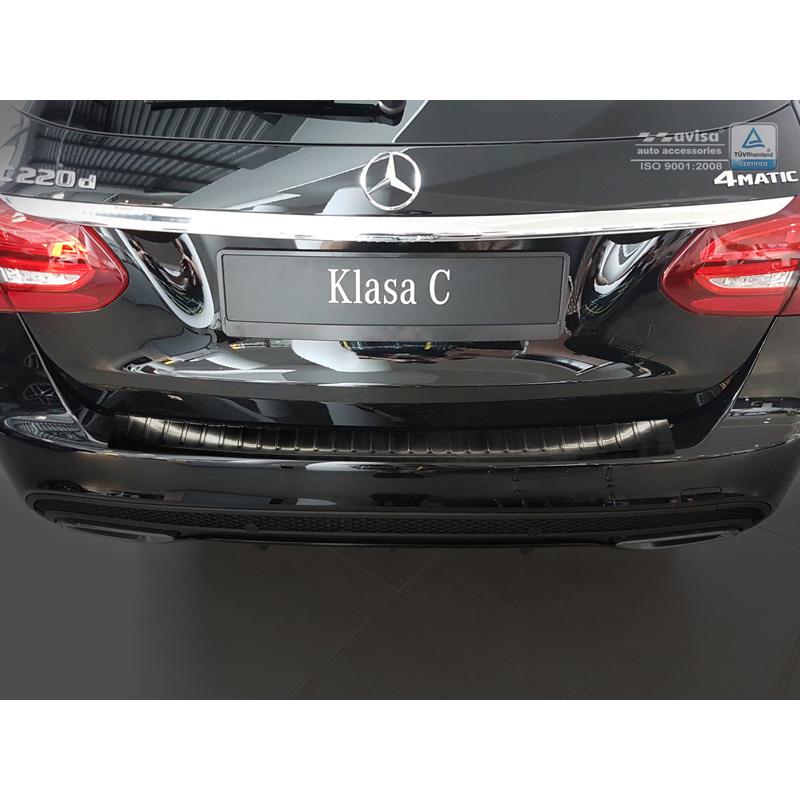 Black Stainless Steel Rear bumper protector  Mercedes C-Class W205 Kombi 2014-2021 'Ribs'