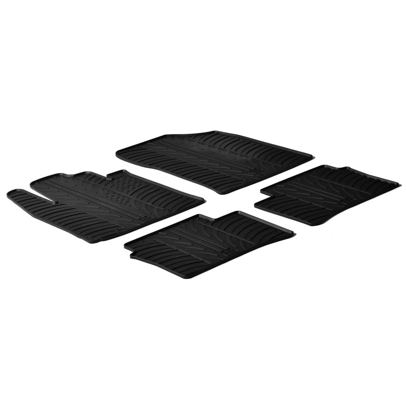 Rubber car mats set  Kia Picanto 2011-2017 (T profile 4-pieces + mounting clips)