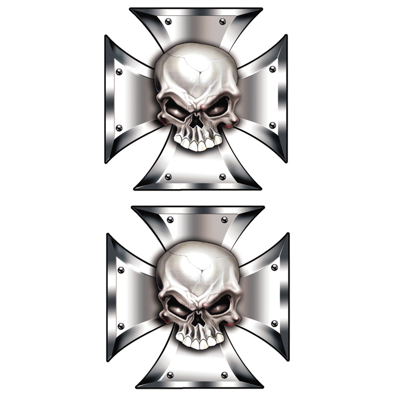 Sticker set Skull in IronCross - 2x 8x8cm