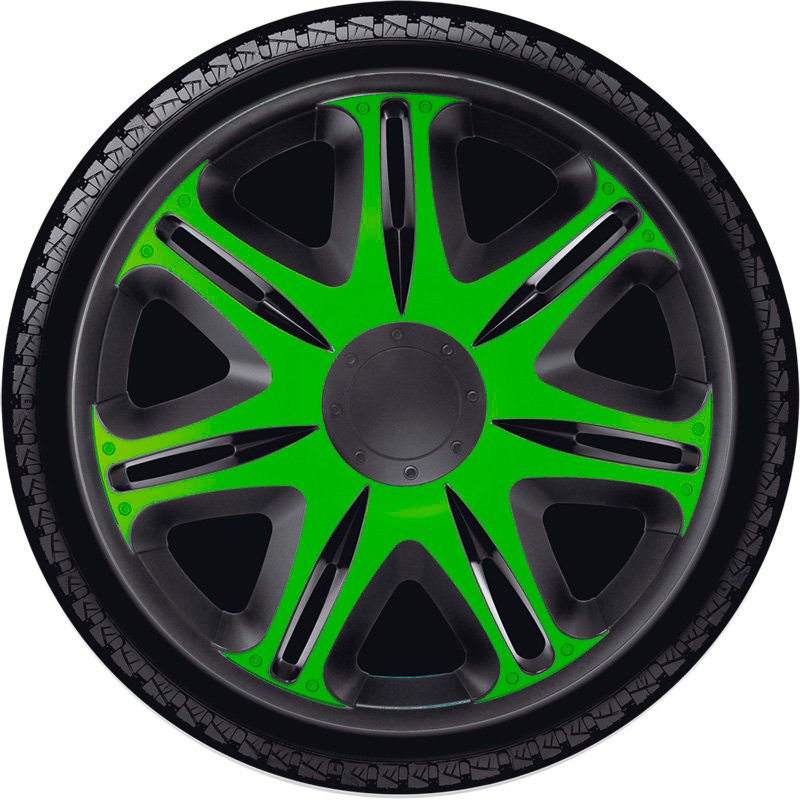 Set J-Tec wheel covers Nascar 14-inch black/green