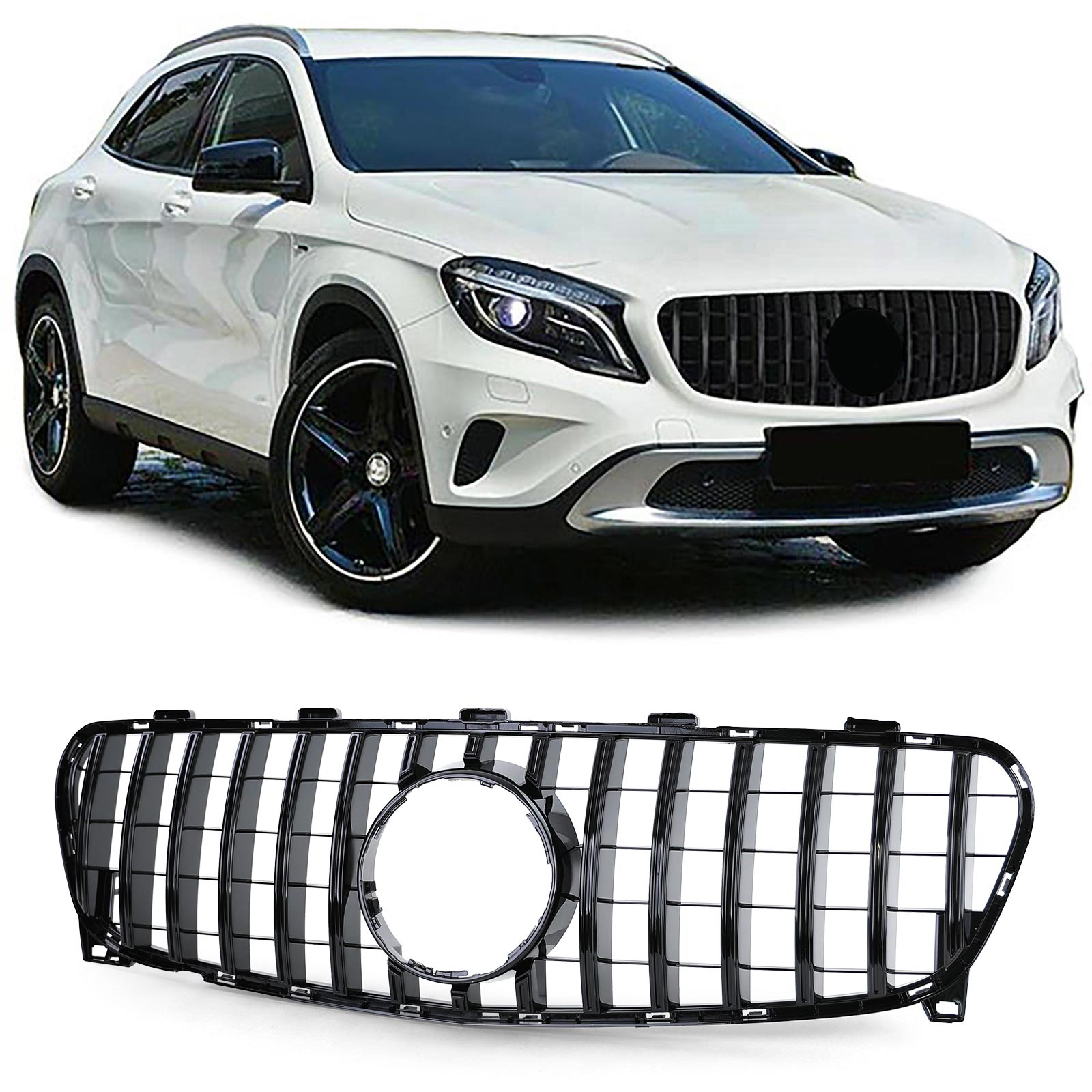 Grill passend voor Mercedes GLA X156 2017-.. GT Glans Zwart