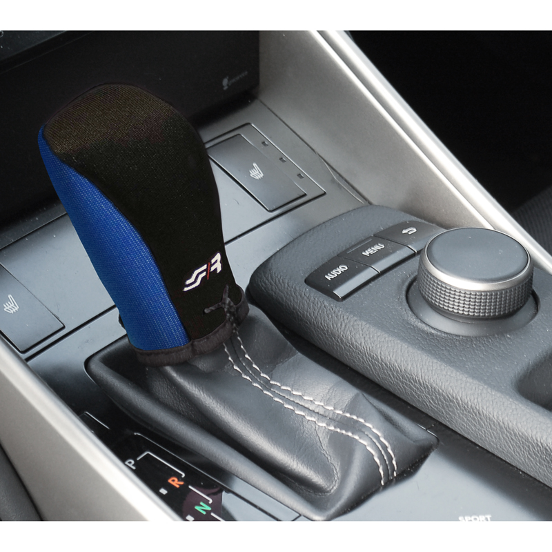 Simoni Racing Gear Knob Cover Universal - Black/Blue + Logo