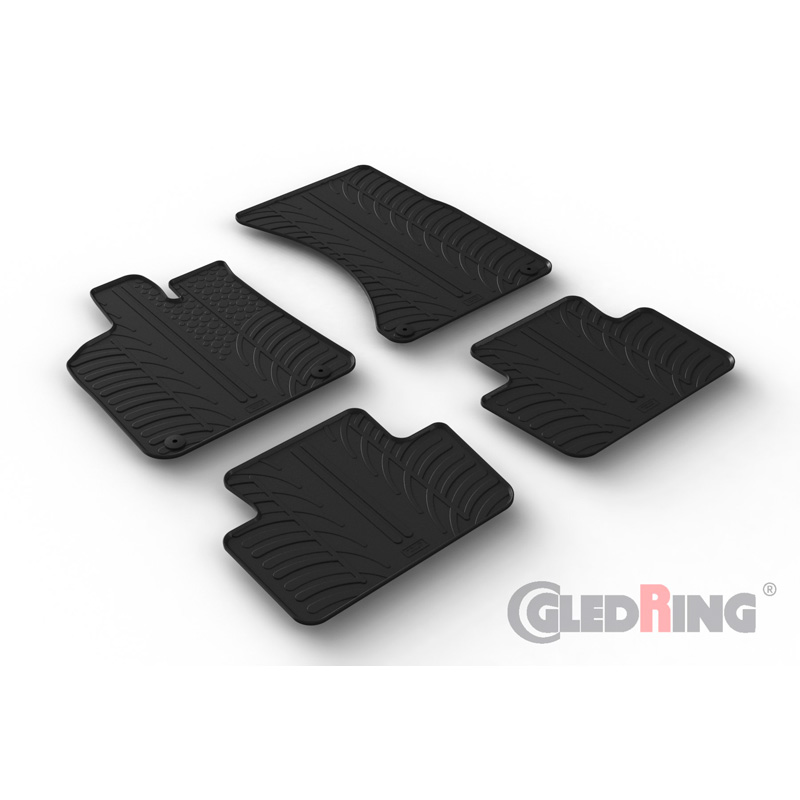 Rubber car mats set  Porsche Macan (95B) 2014- (T profile 4-pieces + mounting clips)