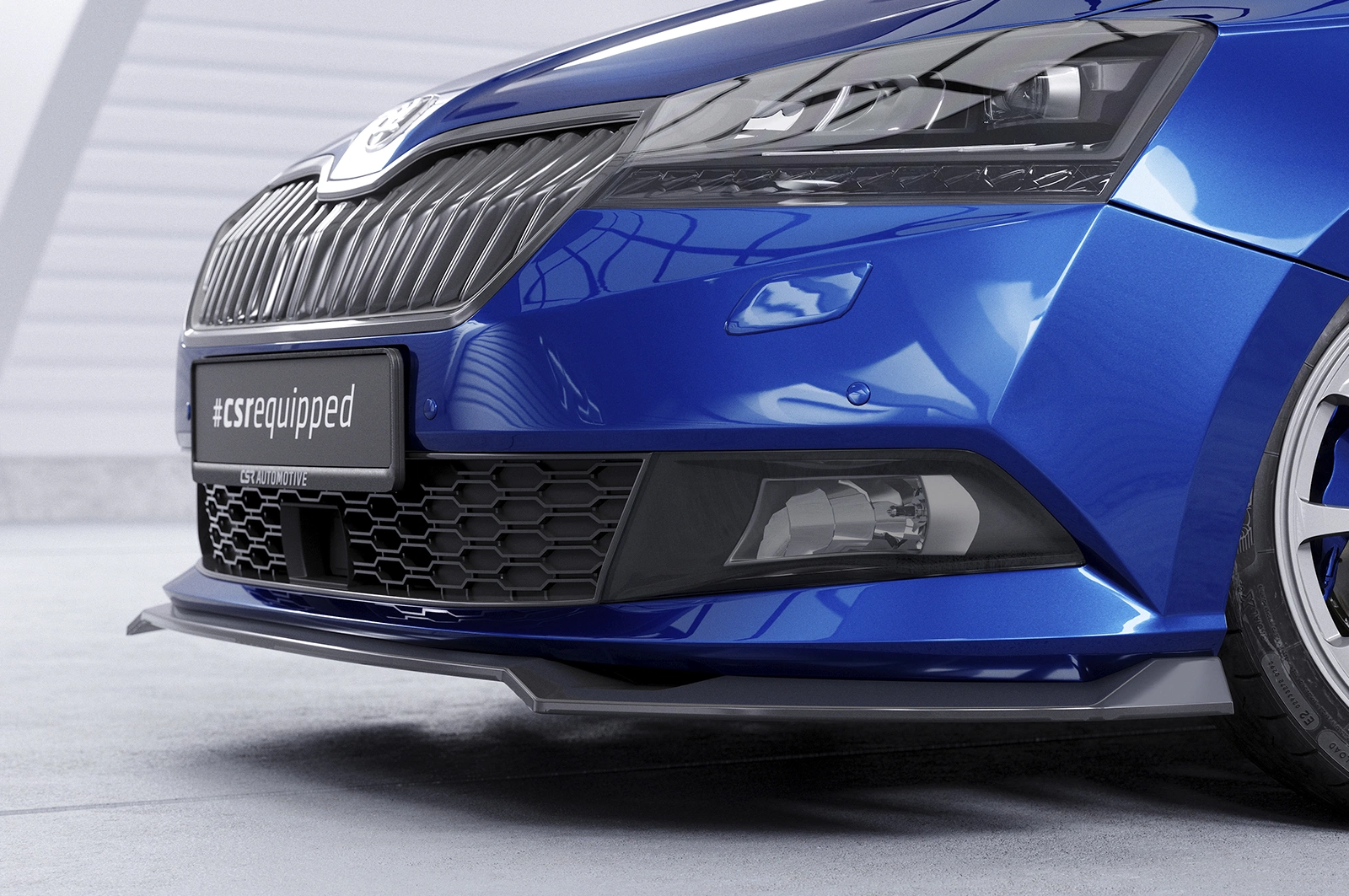 Voorspoiler passend voor Skoda Fabia 3 (Typ NJ) 2019-2021 Facelift – Glans Zwart CSR