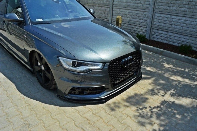 Voorspoiler passend voor Audi S6 / A6 S-Line C7 V.1 Glanzend Zwart