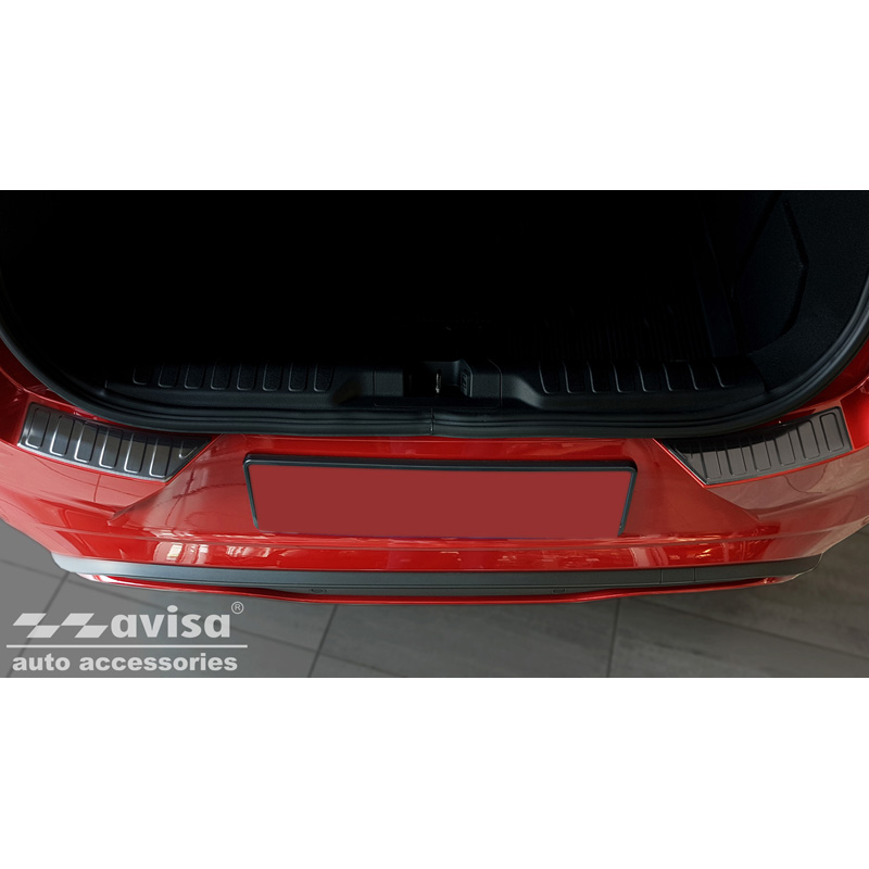 Black Stainless Steel Rear bumper protector  Ford Puma 2019- 'Ribs' (2-pieces)