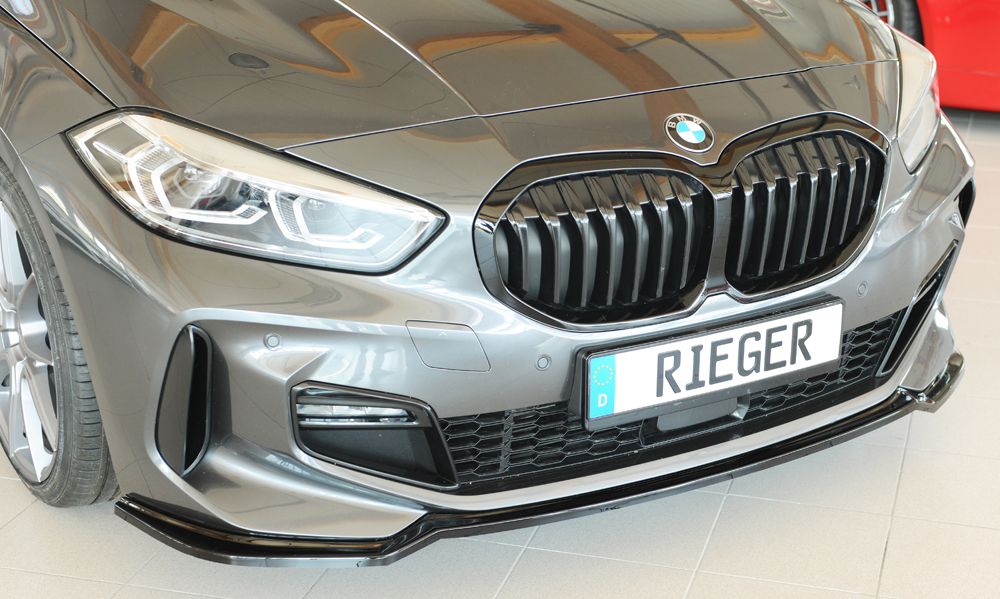 Voorspoiler passend voor BMW 1 Serie F40 Rieger Glans Zwart