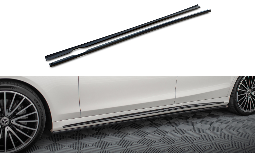 Zijskirts passend voor Mercedes Benz S Klasse AMG Pakket W222 FL Maxton Glans Zwart