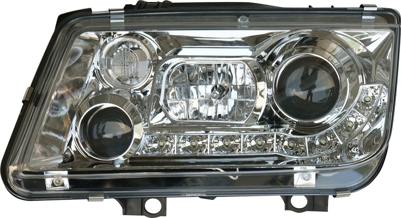 Headlights VW Bora DRL Look Devil Eyes 2 Chrome
