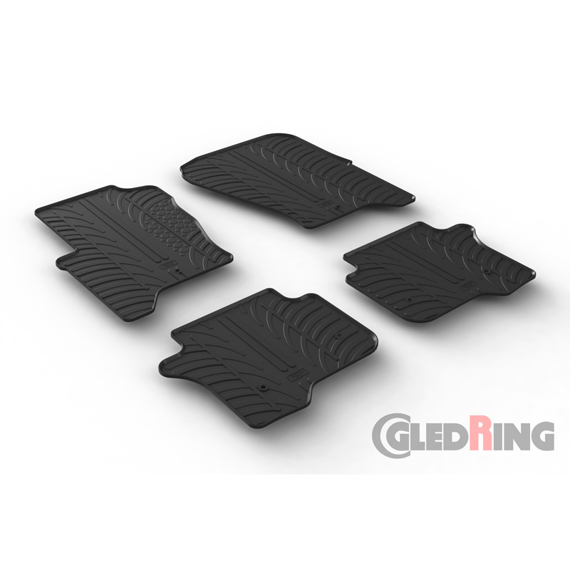 Rubber car mats set  Landrover Discovery 4 2009-2017 (T profile 4-pieces + mounting clips)