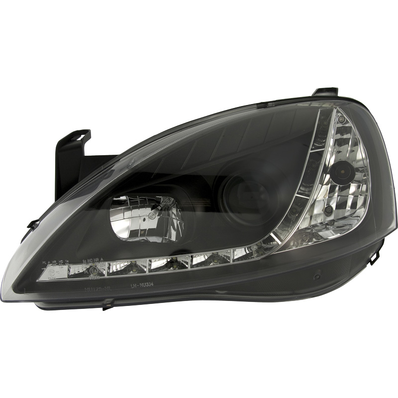 Set Headlights in DRL-Look  Opel Corsa C 2000-2004 - Black