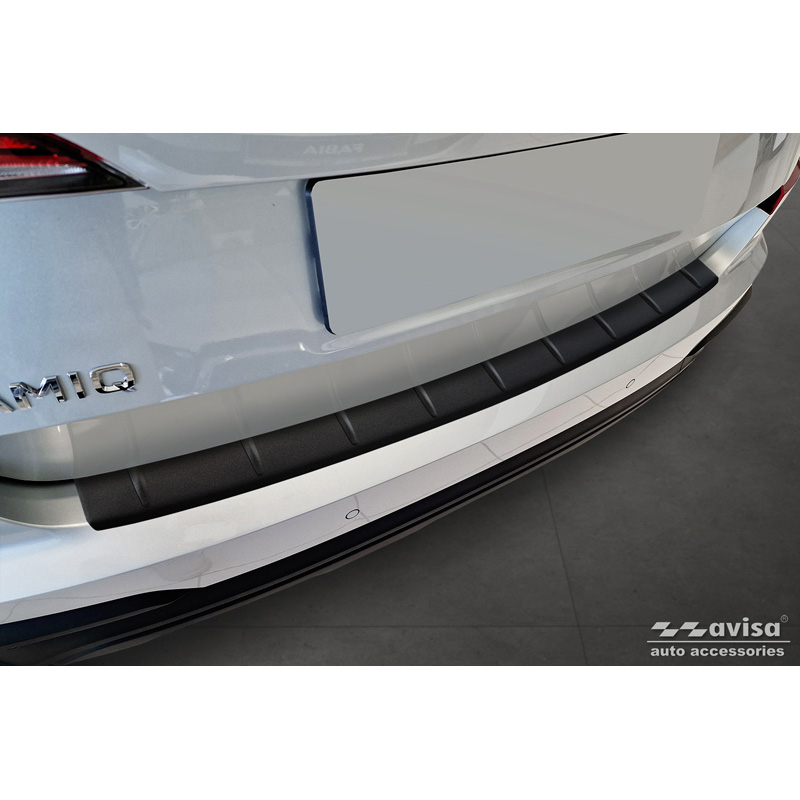 Matt Black Stainless Steel Rear bumper protector  Skoda Kamiq Facelift 2024- 'Ribs'