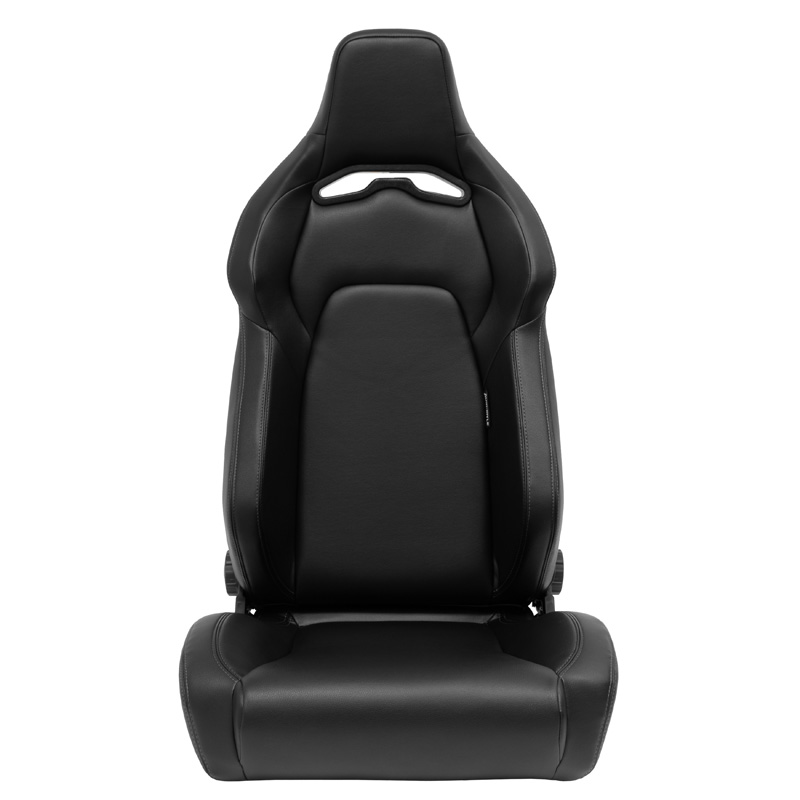 Sport seat 'VGR' - Black Synthetic leather + Silver stitching - Dual-side reclinable back-rest - incl. slides