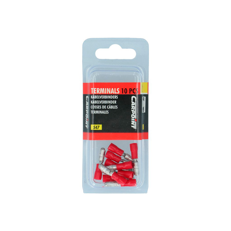 Carpoint Male Auto Bullet Terminals 547 Red Blister 10-pieces