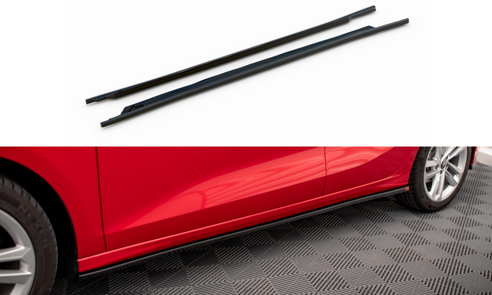 Zijskirts passend voor Audi A3 8Y Maxton Glans Zwart