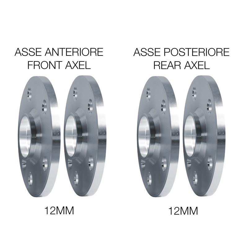 Simoni Racing Aluminium Wheel Spacer Kit - 2x12mm(FA) - 2x12mm(RA) (Hub 58,1mm) including wheel bolts -  Abarth, Fiat various