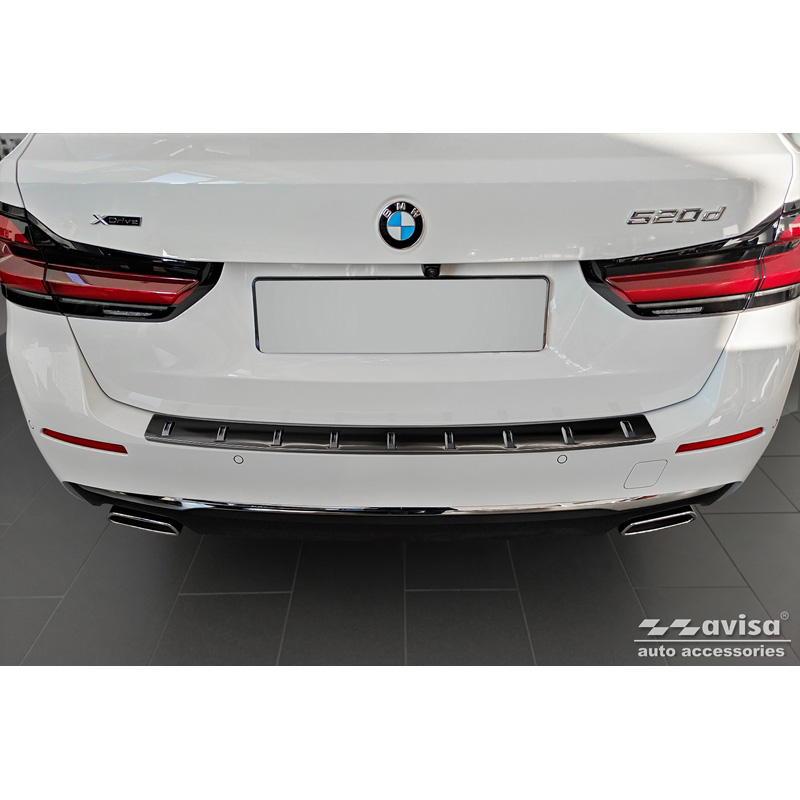 Black Stainless Steel Rear bumper protector  BMW 5-Series G31 FL Touring 2020-2024 excl. M-Sport 'STRONG EDITION'
