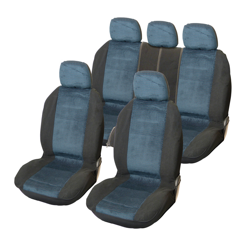 Carpoint Seat Cover Set Universal Denver 9-parts - Black/Blue