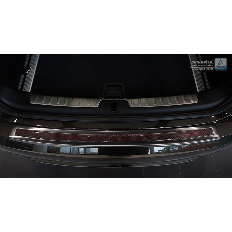 Stainless Steel Rear bumper protector 'Deluxe'  BMW X6 F16 2014-2019 Black/Red-Black Carbon excl. M-Package
