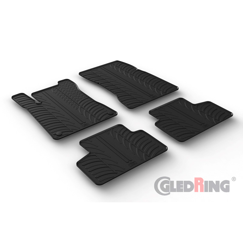 Rubber car mats set  Mercedes GLB (X247) 11/2019- (T profile 4-pieces + mounting clips)