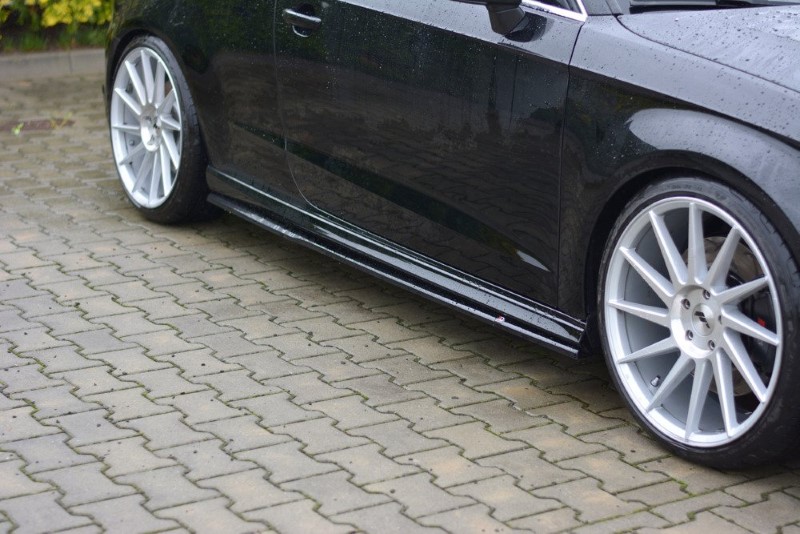Zijskirts Diffuser passend voor Audi S3 / A3 S- lijn 8V / 8V FL Hatchback glanzend zwart