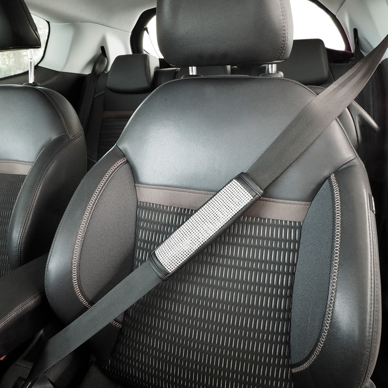 Simoni Racing Seat Belt Pads Black Diamonds - Black Ecoleather - 2 pieces
