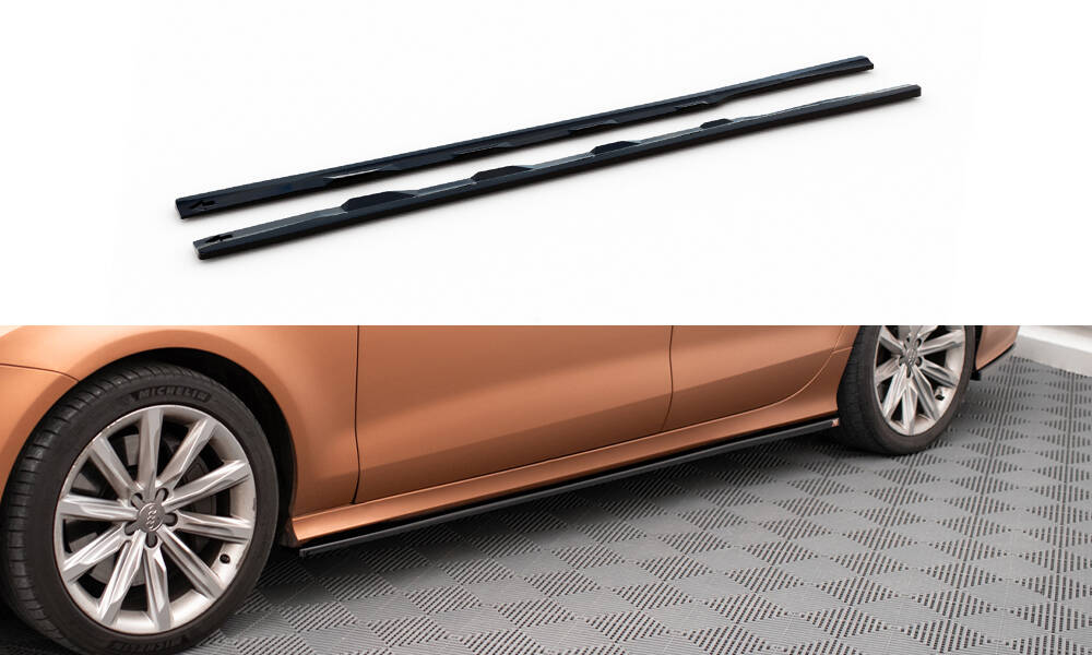 Zijskirts passend voor Audi A7 C7 Maxton Glans Zwart