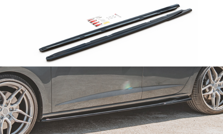 Zijskirts passend voor Seat Leon FR 5F Maxton Design glans zwart V.5