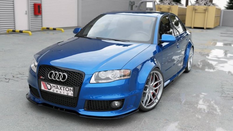 Voorspoiler passend voor Audi RS4 B7 V.2 Glanzend Zwart