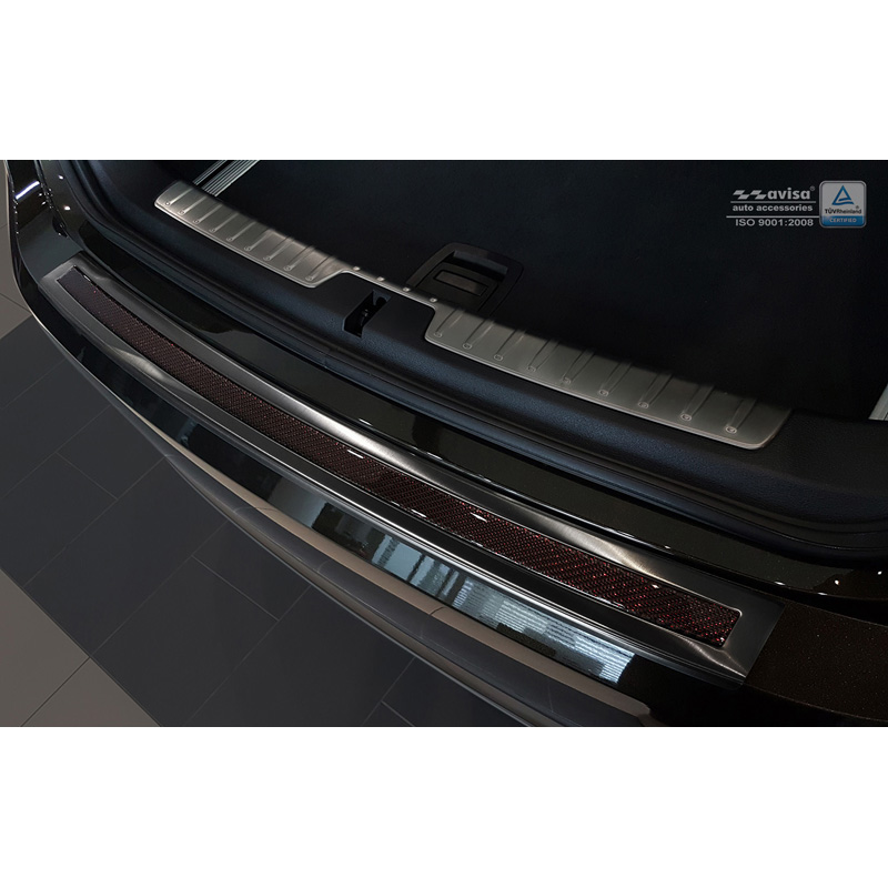 Stainless Steel Rear bumper protector 'Deluxe'  BMW X6 F16 2014-2019 Black/Red-Black Carbon excl. M-Package