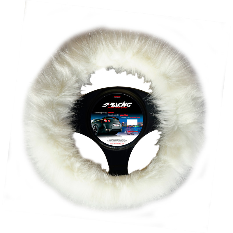 Simoni Racing Steering Wheel Cover Fluffy Fur - White - 37-39cm