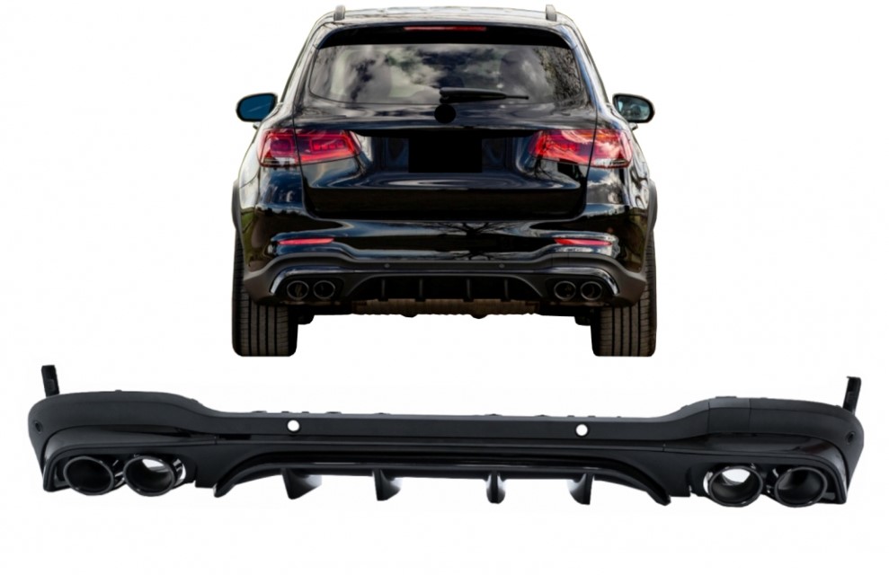Diffuser passend voor Mercedes GLC X253 (2020-..) Facelift GLC43 incl. Uitlaat Stukken Zwart