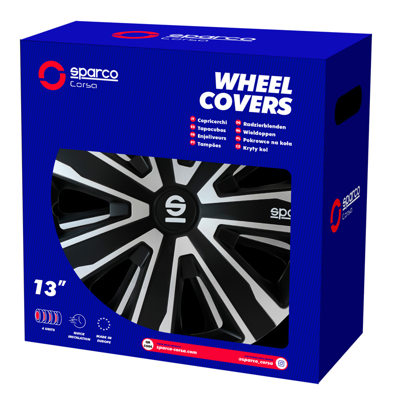 Sparco Wheel Covers Palermo - 14-inch - Silver/Black - Set of 4 pieces