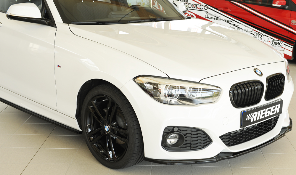 Voorspoiler passend voor BMW 1Serie F20/F21 2015-... Zwart Glans Rieger