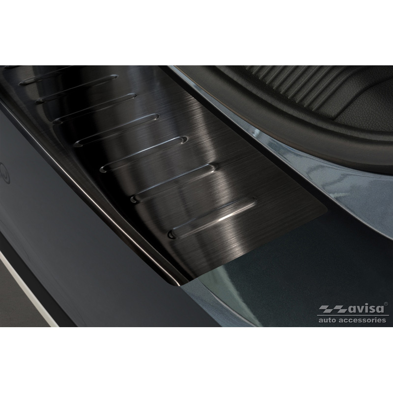 Black Stainless Steel Rear bumper protector  Skoda Yeti 4x4 Outdoor version/Adventure 2013-2015 & Facelift 2015-2017 'Ribs'