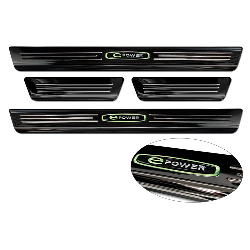 Black Inox door sill protectors  Volkswagen ID.3 2020-2023 & FL 2023- 'E-Power' - 4-pieces