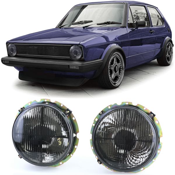 Specifications of Headlight black smoke with crosshair suitable for VW Golf 1 + Cabrio 74-83 41280