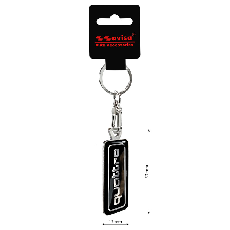 Stainless steel key chain - 'Quattro' Black