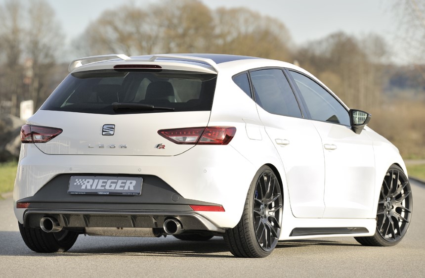 Diffuser passend voor Seat Leon F5 FR Rieger sportuitlaat links + rechts carbon-look