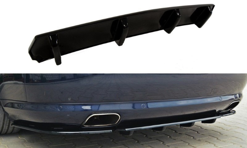 Diffuser passend voor Audi  A8 W12 D3 (Met verticale bar) Maxton Glanzend Zwart