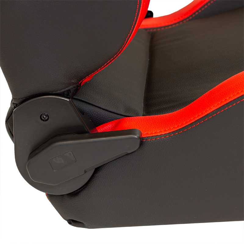 Sport seat 'RS6-II' - Matt-Black/Red Synthetic leather - Dual-side reclinable back-rest - incl. slides