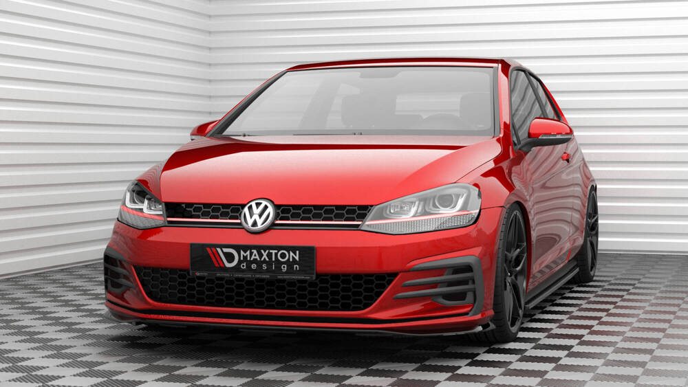 Voorspoiler passend voor VW Golf 7.5 GTI Facelift Glans Zwart V.4