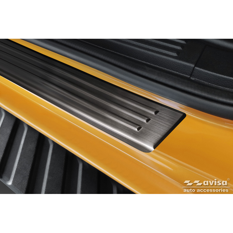 Black Inox door sill protectors  Ford Ranger VI 2022- 'Lines' - 4-pieces