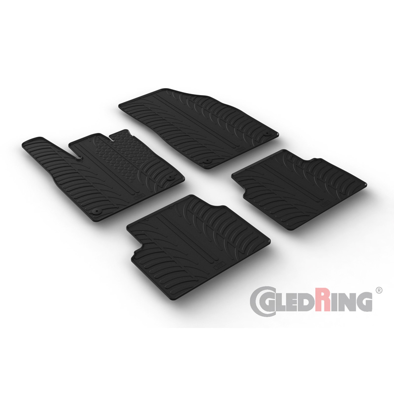 Rubber car mats set  Volkswagen ID.3 2020- & Cupra Born 2021- (T profile 4-pieces + mounting clips)