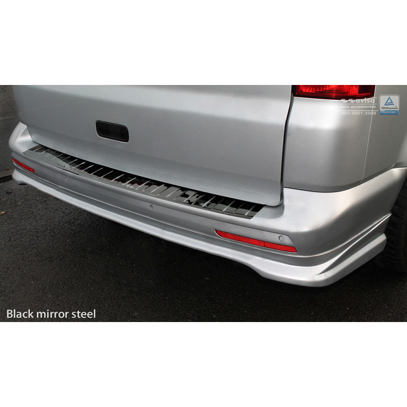 Black Mirror Stainless Steel Rear bumper protector  VW Transporter T5 2003-2015 (all) & T6 2015- / FL 2019- (with rear doors) 'Ribs'
